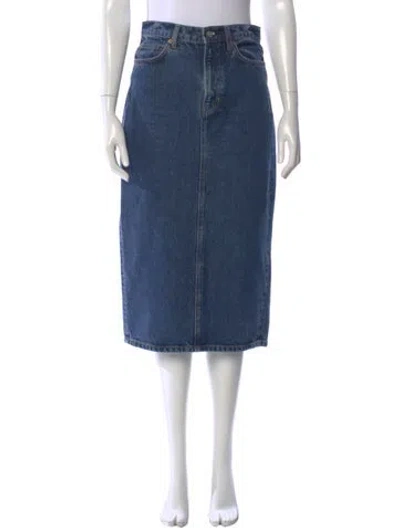 Pre-owned Reformation Whipstitch Trim Midi Length Skirt In Blue