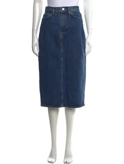 Pre-owned Reformation Whipstitch Trim Midi Length Skirt In Blue