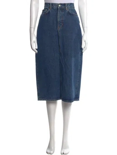 Pre-owned Reformation Whipstitch Trim Midi Length Skirt In Blue