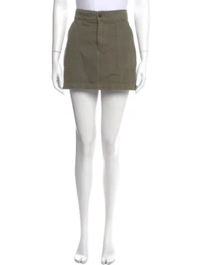 Pre-owned Reformation Whipstitch Trim Mini Skirt In Green