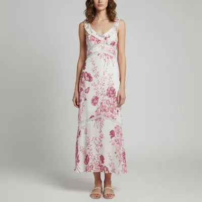 Pre-owned Reformation White Floral Print Crepe Purdie Midi Dress S