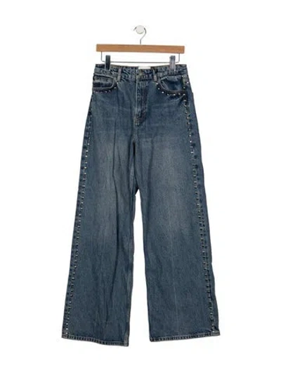 Pre-owned Reformation Wide Leg Pants In Blue