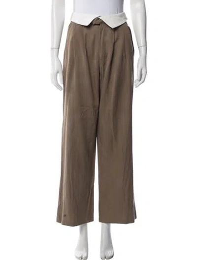 Pre-owned Reformation Wide Leg Pants In Brown