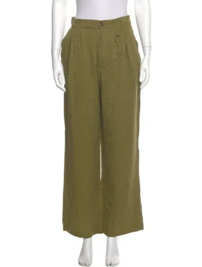 Pre-owned Reformation Wide Leg Pants In Green