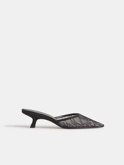Reformation Wilda Kitten Mule Black Lace 10.5