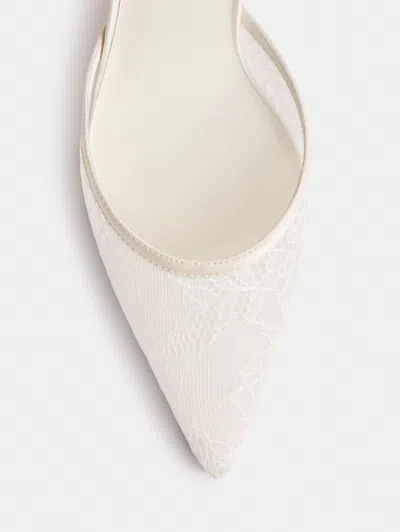 Reformation Wilda Kitten Mule Ivory Lace 10.5 In White