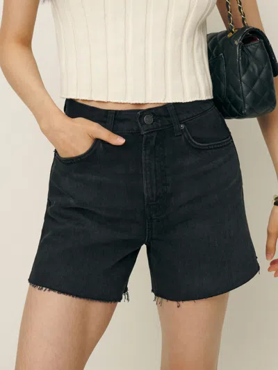 Reformation Wilder High Rise Relaxed Jean Shorts In Black