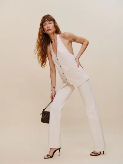 Reformation Wilder High Rise Wide Leg Cropped Jeans In Fior Di Latte