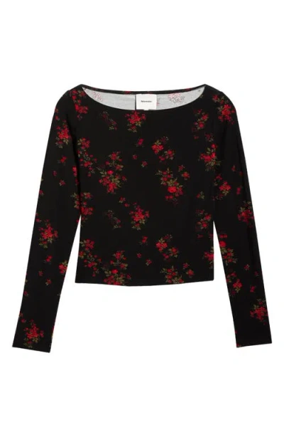 Reformation Wiley Floral Print Top In Black