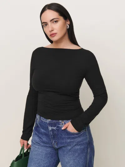 Reformation Wiley Knit Top Es In Black