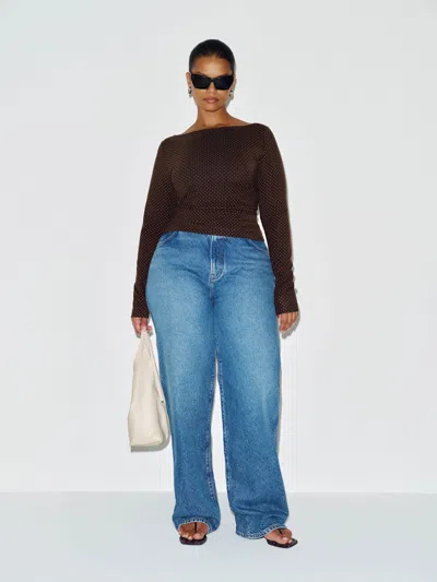Reformation Wiley Knit Top Es Brown 3x
