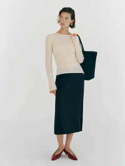 Reformation Wiley Knit Top Ivory Crinkle Large In White