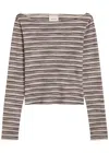 Reformation Wiley Striped Fine-knit Top In Gray