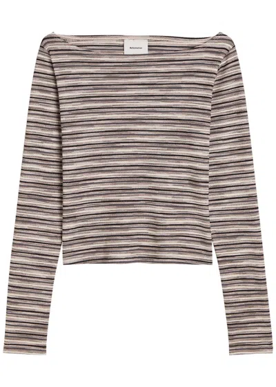 Reformation Wiley Striped Fine-knit Top In Gray