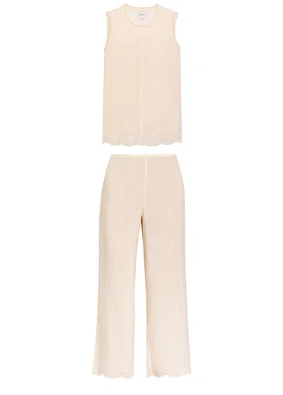 Reformation Willa Cotton-blend Top And Trousers Set In White