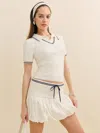 Reformation William Cotton Sweater Set In Fior Di Latte Navy