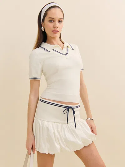 Reformation William Cotton Sweater Set In Fior Di Latte Navy