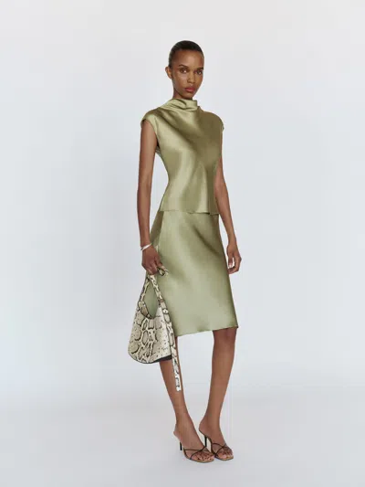 Reformation Winslet Silk Two Piece Green Xs
