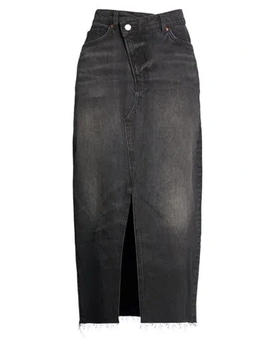 Reformation Woman Denim Skirt Black Size 29 Organic Cotton, Tencel, Recycled Cotton In Gray