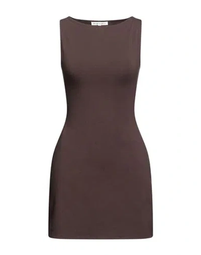 Reformation Woman Mini Dress Brown Size Xs Organic Cotton, Elastane