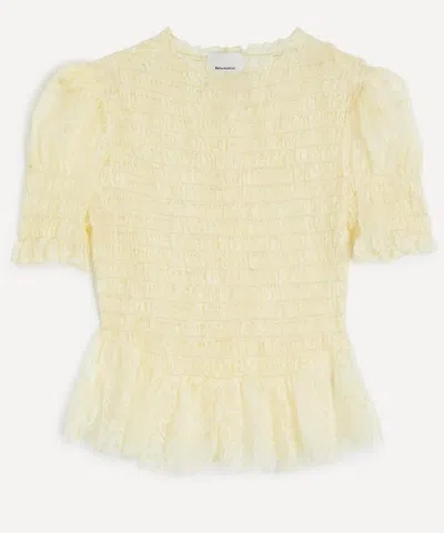 Reformation Women's Aggy Butter Yellow Lace Top