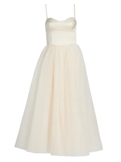 Reformation Women's Alouette Satin Tea-length Dress In Neutral