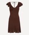 Reformation Arni Cap Sleeve Empire Waist Minidress In Brown