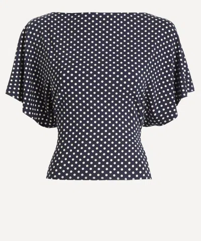 Reformation Avery Knit Flutter Sleeve Top In Blue