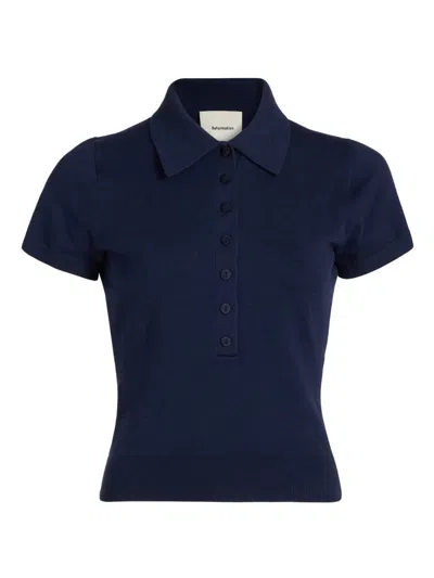 Reformation Women's Bentley Cotton Polo Sweater In Blue