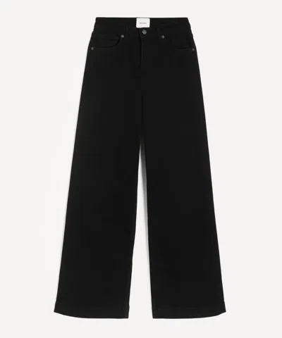 Reformation Women's Bex Black Super Stretch High-rise Wide-leg Jeans