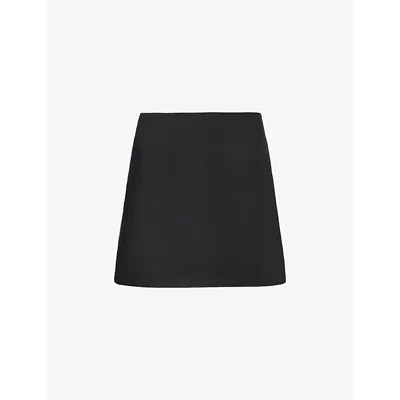 Reformation Womens Black Veranda Mid-rise Linen Mini Skirt