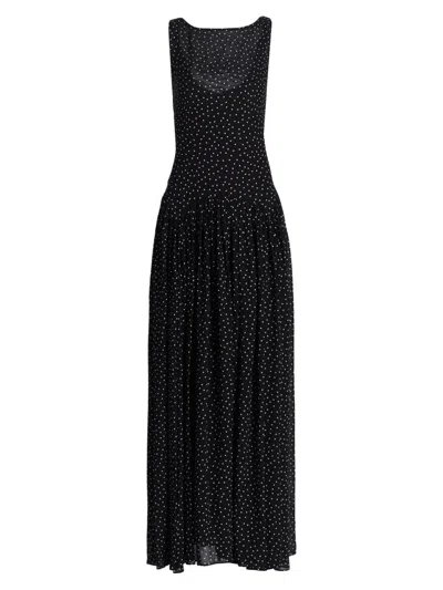 Reformation Women's Camella Polka Dot Drop-waist Maxi Dress In Gray