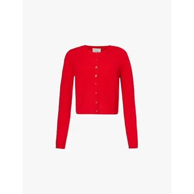 REFORMATION WOMENS CHERRY CLARA ROUND-NECK CASHMERE CARDIGAN XS