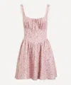 Reformation Daria Linen Sleeveless Basque-waist A-line Mini Dress In Pink