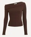 Reformation Womens Mole Elio Off-shoulder Knit Top Xl In Brown