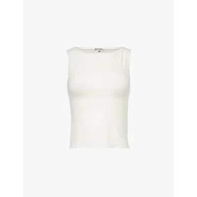 Reformation Womens Fior Di Latte Dusk Boat-neck Stretch Organic-cotton Top In White