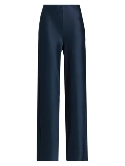 Reformation Women's Gale Satin Mid-rise Bias Pants In Blue