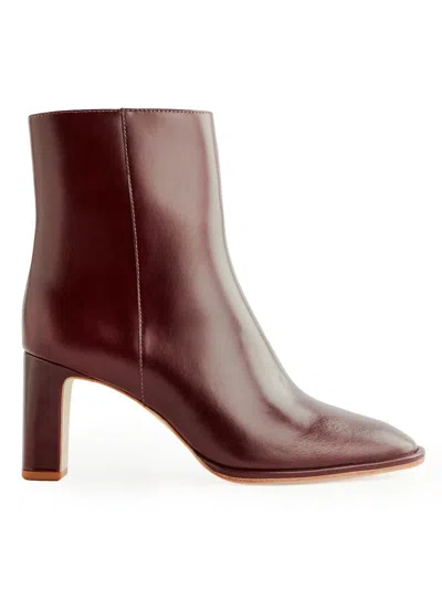 Reformation Women's Gillian 75mm Leather Ankle Boots In Burgundy