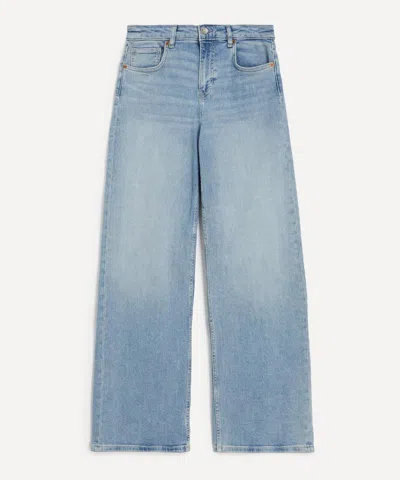 Reformation Women's Greta Super-stretch Low-rise Wide-leg Jeans In Blue