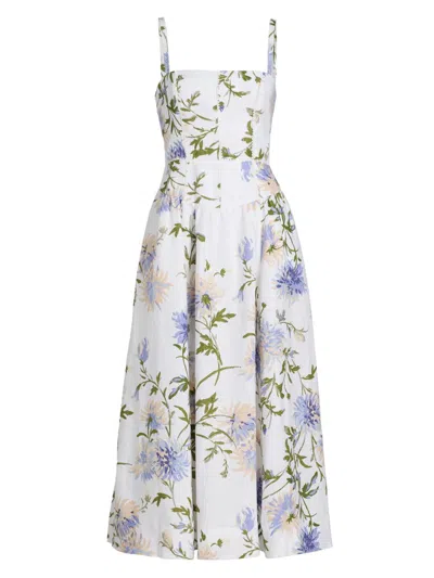 Reformation Women's Katarin Linen A-line Midi-dress In Purple