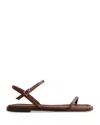 Reformation Lake Flat Sandals Walnut Leather In Walnut Leather