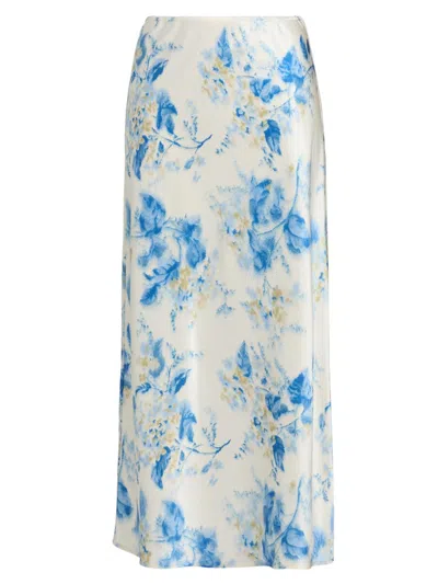 Reformation Women's Layla Floral Silk Midi-skirt In White