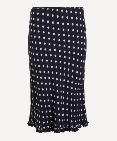 Reformation Women's Layla Orion Dot Knee-length Skirt In Black