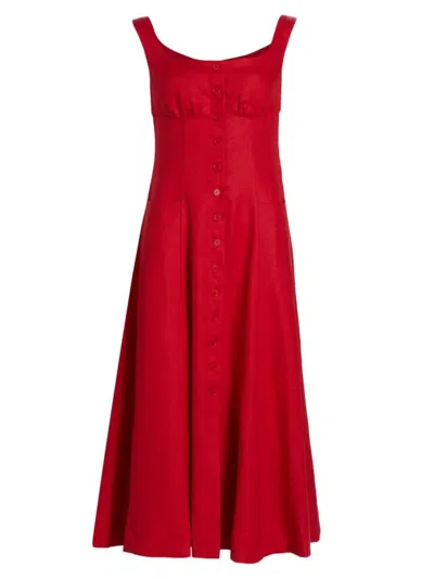 Reformation Women's Louisa Linen Sleeveless Maxi Dress In Cherry