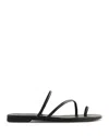 Reformation Ludo Toe Ring Strappy Flat Sandals Black 5.5 In Black