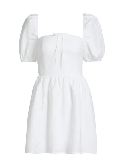 Reformation Women's Malvina Linen Puff-sleeve Minidress In White