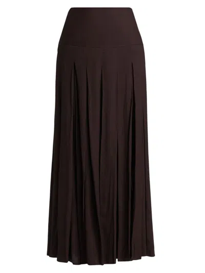 Reformation Women's Nancy Pleated Midi-skirt In Mole