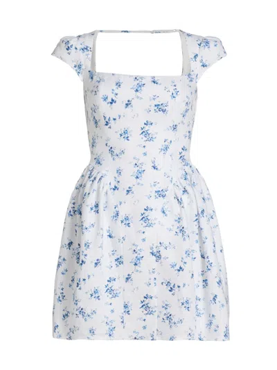 Reformation Women's Oaklyn Floral Linen Minidress In White