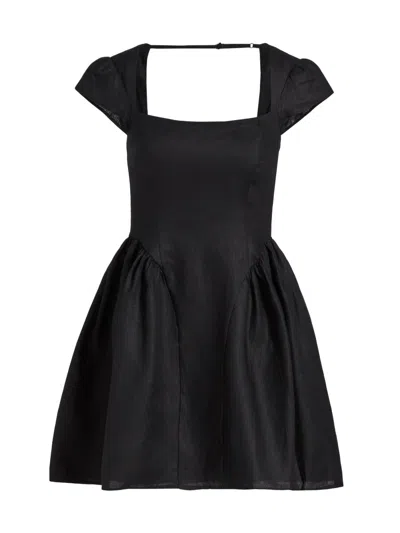 Reformation Women's Oaklyn Linen A-line Minidress In Black