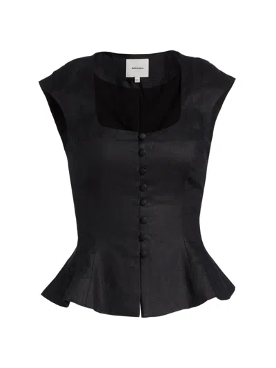 Reformation Women's Paolina Linen Top In Black